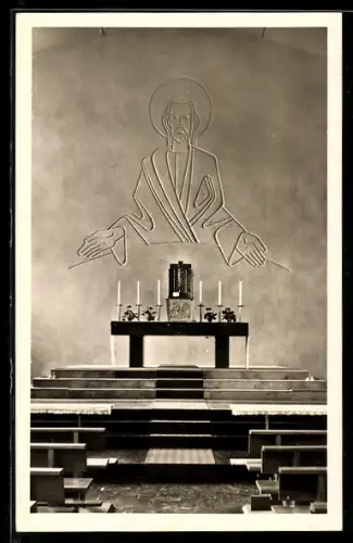 AK Nieder-Höchstadt b. Ffm., Neue kath. Pfarrkirche, Innenansicht