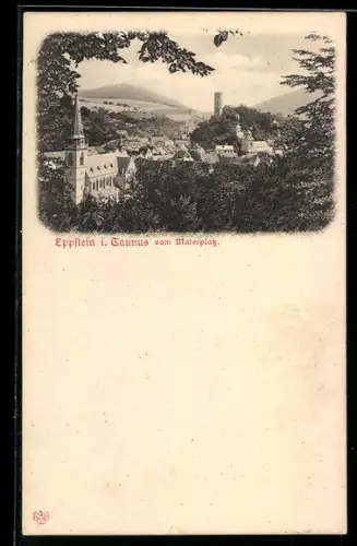 AK Eppstein i. Taunus, Blick vom Malerplatz auf Kirche und Burgruine