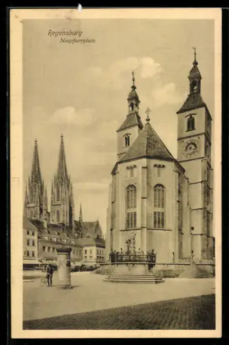 AK Regensburg, Neupfarrplatz, Kirche, Brunnen, Dom