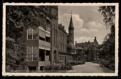 AK Görbersdorf /Schles., Dr. Brehmers Sanatorium mit Promenade