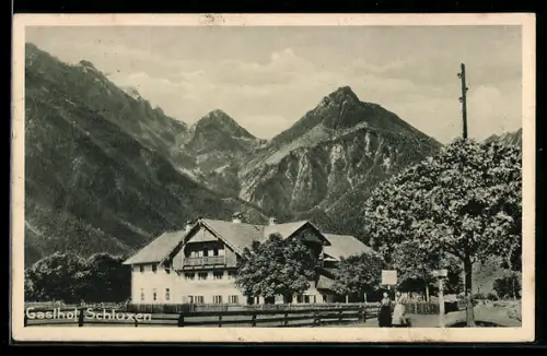 AK Schluxen, Blick zum Gasthof