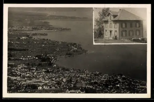 AK Rorschach am Bodensee, Wirtschaft z. Fernsicht mit Blick auf den Ort, Bes. Wtw. Thoma