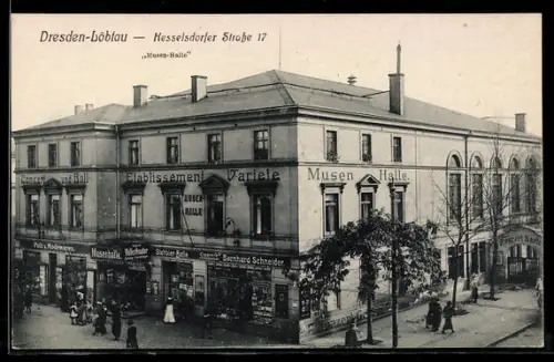 AK Dresden-Löbtau, Musen-Halle, Restaurant Etablissement Variete in der Kesselsdorfer Strasse 17
