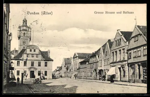AK Verden, Grosse Strasse und Rathaus