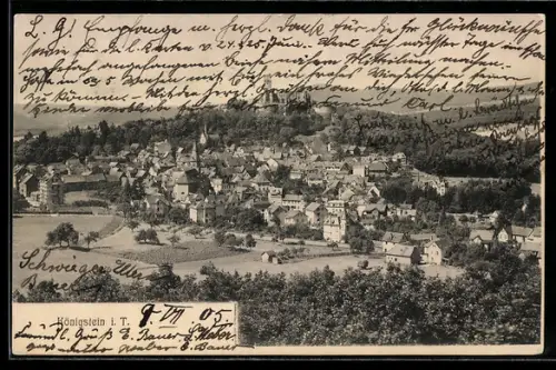 AK Königstein i. T., Gesamtansicht mit Burg und Stadtpanorama