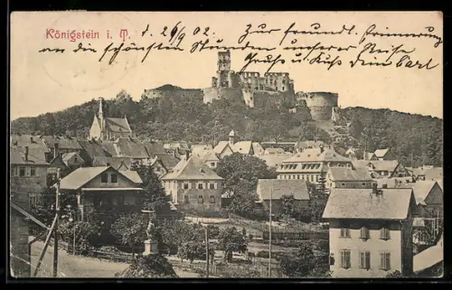 AK Königstein i. T., Blick auf Stadt und Burg