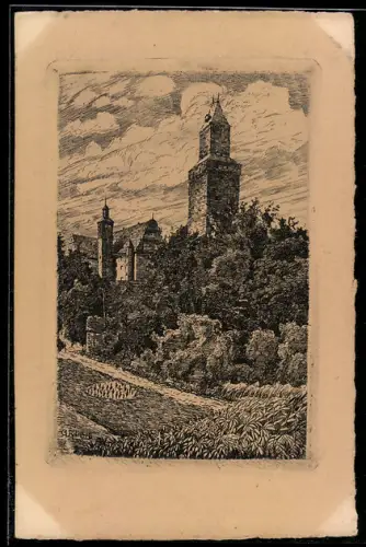 Künstler-AK Kronberg i. T., Altes Schloss