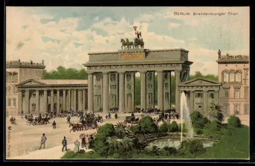 Künstler-AK Themistokles von Eckenbrecher: Berlin, Strassenpartie am Brandenburger Tor
