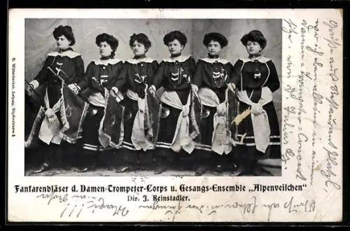 AK Fanfarenbläser des Damen-Trompeter-Corps u. Gesangs-Ensemble Alpenveilchen