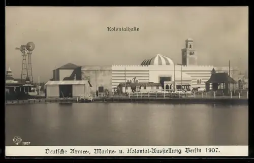 AK Berlin, Deutsche Armee-, Marine- u. Kolonial-Ausstellung 1907, Kolonialhalle