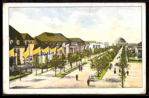 AK Leipzig, Weltausstellung für Buchgewerbe 6 Graphik 1914, Strasse der Nationen vom Eingang B. aus