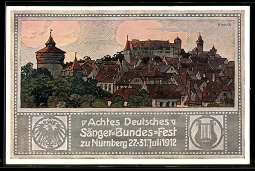 AK Nürnberg, Achtes Deutsches Sänger-Bundes-Fest 1912, Ortspanorama