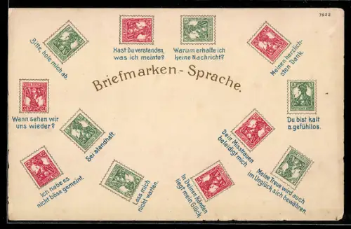 AK Briefmarkensprache, Hast Du verstanden was ich meine?, Du bist kalt und gefühllos, Sei standhaft