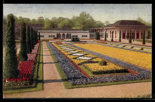 AK Dresden, Jubiläums-Gartenbau-Ausstellung 1926, Grosse Schmuchanlage am Haupteingang