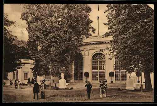 AK Dresden, Internat. Hygiene-Ausstellung 1911, Französischer Staatspavillon