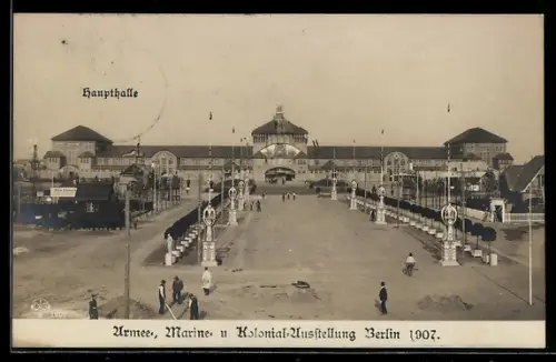AK Berlin, Armee-, Marine- und Kolonialausstellung 1907, Haupthalle