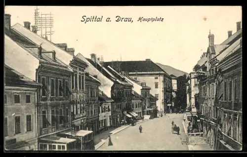 AK Spittal a. Drau, Partie am Hauptplatz mit Wohnhäusern