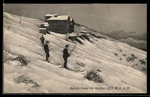 AK Grosser Belchen, Berggasthof Belchenhaus im Winter