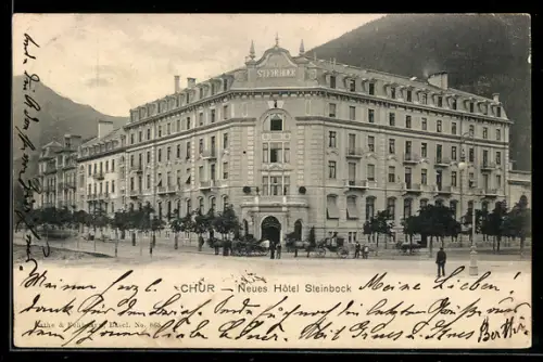 AK Chur, Neues Hotel Steinbock, Eckfassade