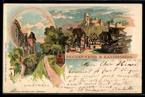 Künstler-AK Reichenweier, Ortspartie & Kaysersberg