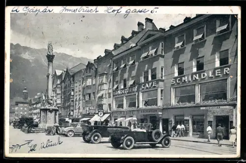 AK Innsbruck, Konditorei-Café Schindler in der Maria-Theresien-Strasse 29