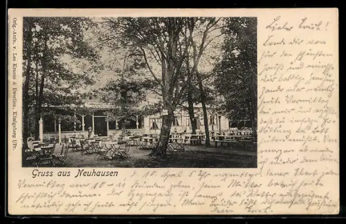 AK Neuhausen, Gartenansicht einer Gastwirtschaft