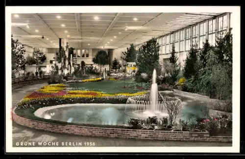 AK Berlin, Grüne Woche 1958, Fontäne