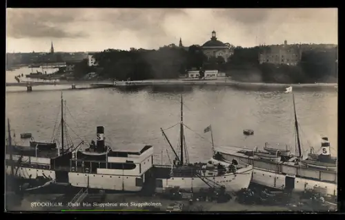 AK Stockholm, Utsikt fran Skeppsbron mot Skeppsholmen