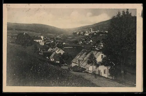 AK Böhmischwiesenthal, Ansicht mit Blick auf Unter- u. Oberwiesenthal