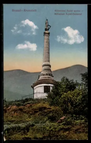 AK Brasso / Kronstadt, Millenium Arpad-Denkmal