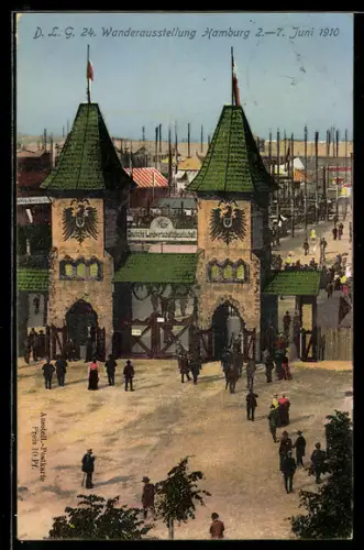 AK Hamburg, D. L. G. 24. Wanderausstellung 1910, Ausstellungsgelände
