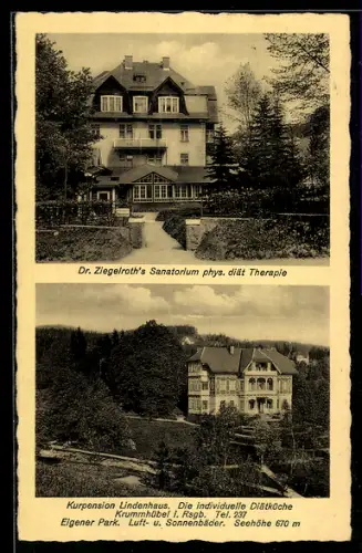 AK Krummhübel, Dr. Ziegelroth's Sanatorium, Kurpension Lindenhaus