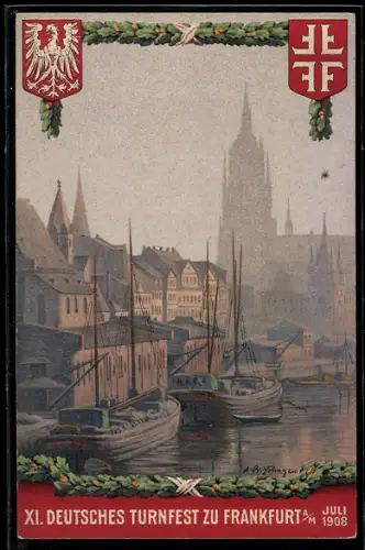 AK Frankfurt /Main, XI. Deutsches Turnfest 1908, Partie am Main