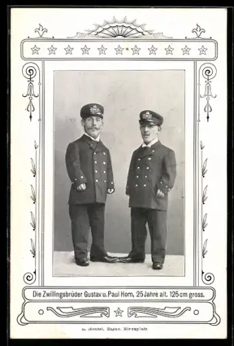 AK Zwillingsbrüder Gustav u. Paul Horn in Uniform