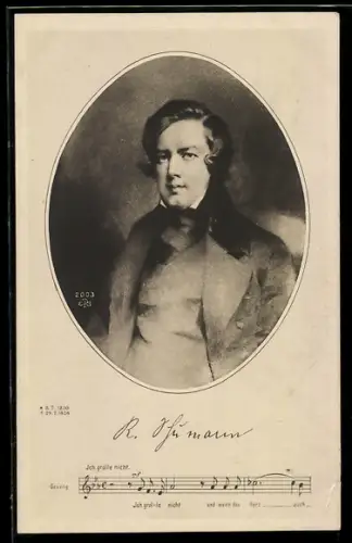 Künstler-AK R. Schuhmann, Kurzlied Ich grolle nicht, und wenn das Herz auch bricht
