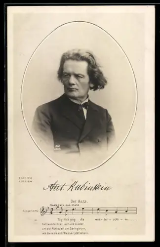 AK Portrait Ant. Rubinstein mit Fliege im Anzug, Lied: Der Asra