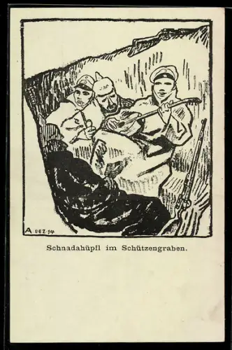 Künstler-AK sign. Karl Arnold: Schnadahüpfl im Schützengraben