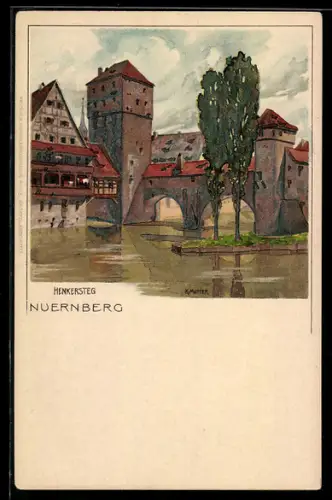 Künstler-AK K. Mutter: Nürnberg, Henkersteg um 1900