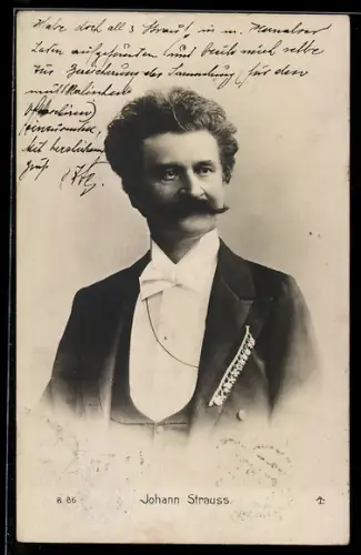 AK Komponist Johann Strauss mit Schnauzbart