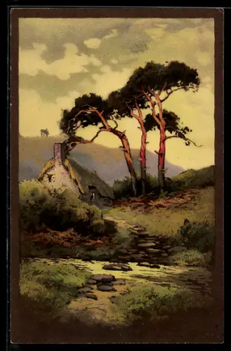 Künstler-AK Meissner & Buch (M&B) Nr.1368: Altes Landhaus an einem Bach