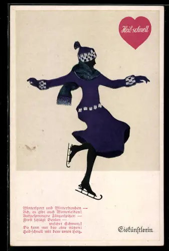 Künstler-AK Marte Graf: Fasto-Silhouetten, Eiskünstlerin