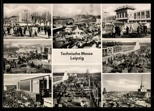 AK Leipzig, Technische Messe, Ausstellungsgebäude, Parkplatz, Strassenpartie