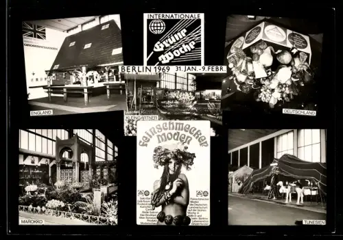 AK Berlin, Internationale Grüne Woche 1969, England, Marokko, Tunesien