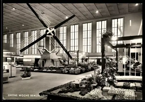 AK Berlin, Grüne Woche 1964, Holländischer Stand mit Windmühle
