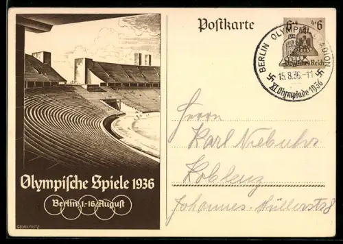 AK Berlin, Olympische Spiele 1936, 1.-16. August, Blick ins Stadion