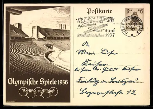 AK Berlin, Olympische Spiele 1936, Tribünen im Olympia-Stadion