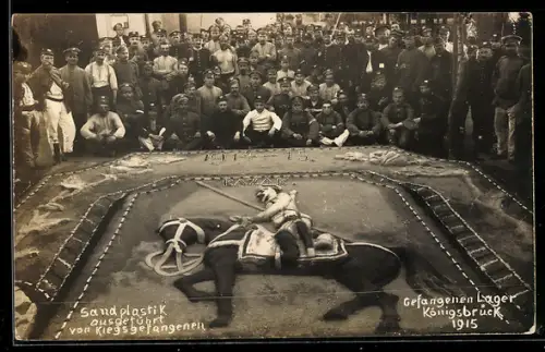 AK Königsbrück, Gefangenenlager, Sandplastik ausgeführt von Kriegsgefangenen 1915