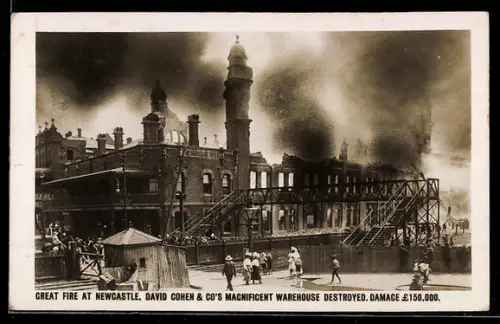 AK Newcastle, New South Wales, Great Fire at David Cohen & Co`s Warehouse