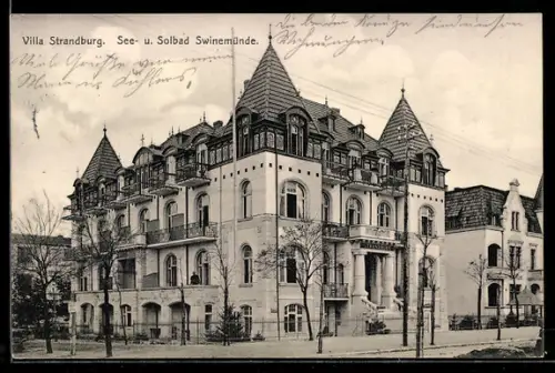 AK Swinemünde, Villa Strandburg in der Aussenansicht