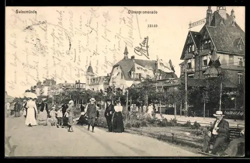 AK Swinemünde, Dünenpromenade mit Haus Treptow
